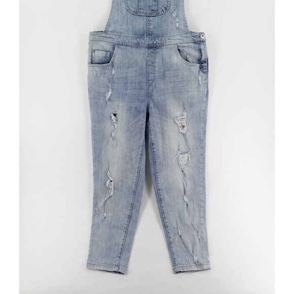 Basic House TBH Overall Womens Small Blue Denim Light Wash Crop Distressed Korea - Picture 5 of 16